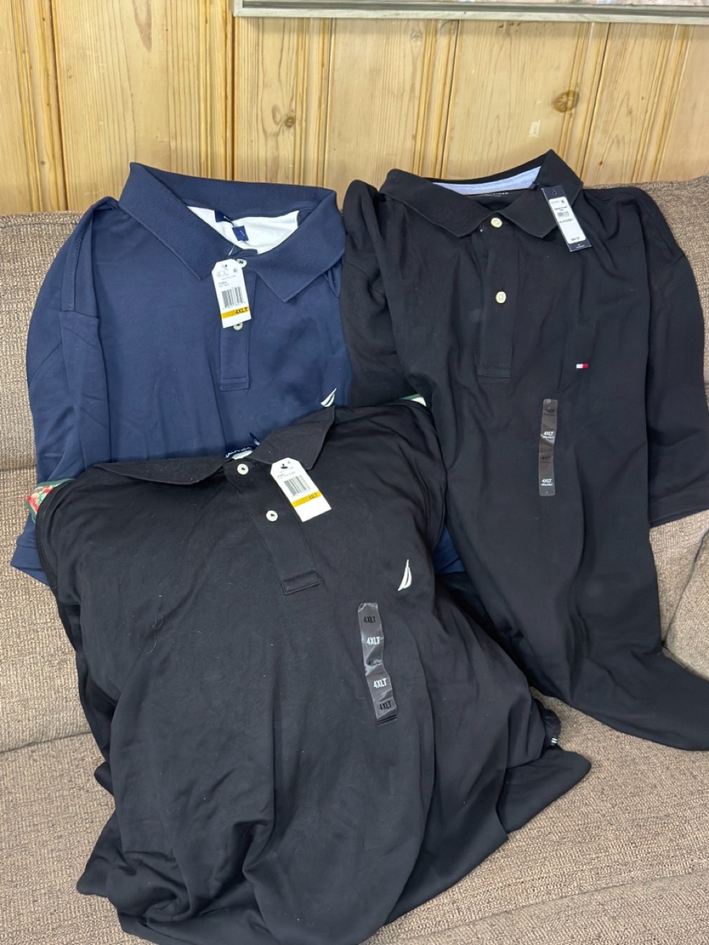 NWT Big and Tall SZ 4x -  x1 Tommy Hilfiger x2 Nautica Polos  Black & Navy